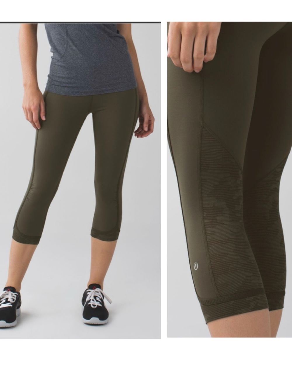 Lululemon Run For Days Crop Mesh Ankle Back Zip 6 Pocket Stretch Pants Deep Camo
